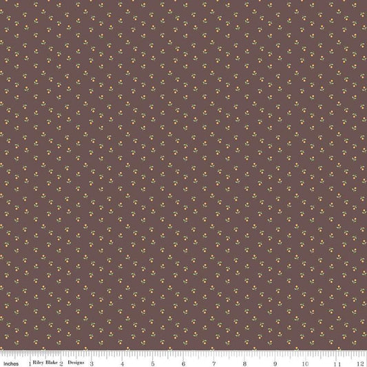 DEAL Mercantile Sweet C14397 Espresso - Riley Blake Designs - Lori Holt - Floral Flowers - Quilting Cotton Fabric