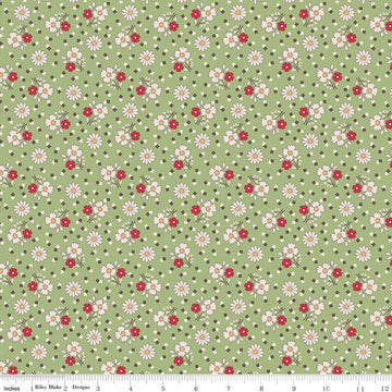 SALE Mercantile Yesterday C14401 Lettuce - Riley Blake Designs - Lori Holt - Floral Flowers - Quilting Cotton Fabric