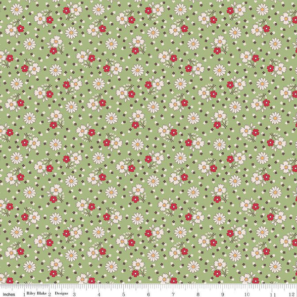 SALE Mercantile Yesterday C14401 Lettuce by Riley Blake Designs - Lori Holt - Floral Flowers - Quilting Cotton Fabric