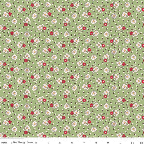 SALE Mercantile Yesterday C14401 Lettuce by Riley Blake Designs - Lori Holt - Floral Flowers - Quilting Cotton Fabric