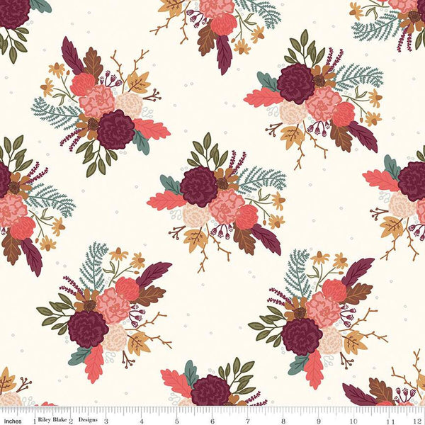 CLEARANCE Sweetbriar Main C14020 Cream by Riley Blake  - Floral Flowers - Quilting Cotton