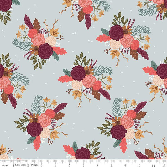 Fat Quarter End of Bolt - CLEARANCE Sweetbriar Main C14020 Dusk - Riley Blake  - Floral Flowers - Quilting Cotton
