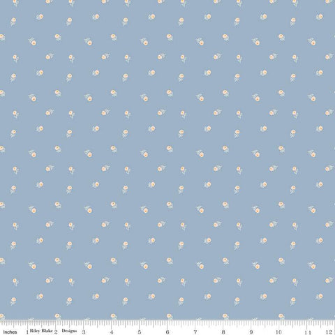 CLEARANCE Sweetbriar Flower Scatter C14026 Blue by Riley Blake  - Floral Flowers - Quilting Cotton