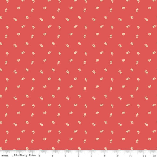 SALE Sweetbriar Flower Scatter C14026 Paprika - Riley Blake Designs - Floral Flowers - Quilting Cotton Fabric