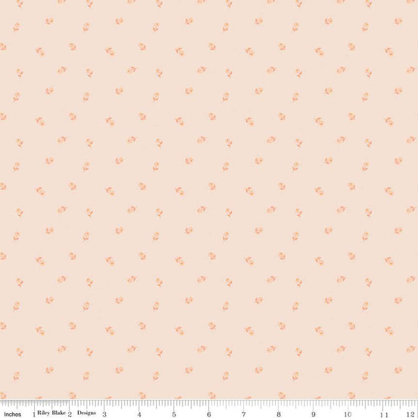 Sweetbriar Flower Scatter C14026 Peaches 'n Cream by Riley Blake Designs - Floral Flowers - Quilting Cotton Fabric