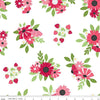 SALE Flour & Flower Main C14010 White - Riley Blake Designs - Floral Flowers Strawberries - Quilting Cotton Fabric