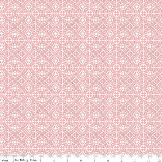 DEAL Flour & Flower Tiles C14016 Rose - Riley Blake Designs - Geometric Medallions - Quilting Cotton Fabric