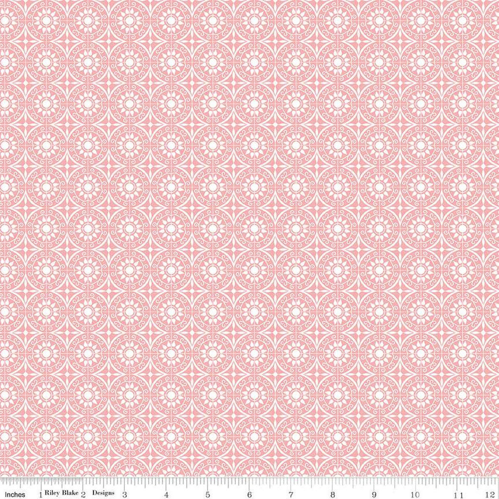 SALE Flour and Flower Tiles C14016 Rose by Riley Blake Designs - Geometric Medallions - Quilting Cotton Fabric