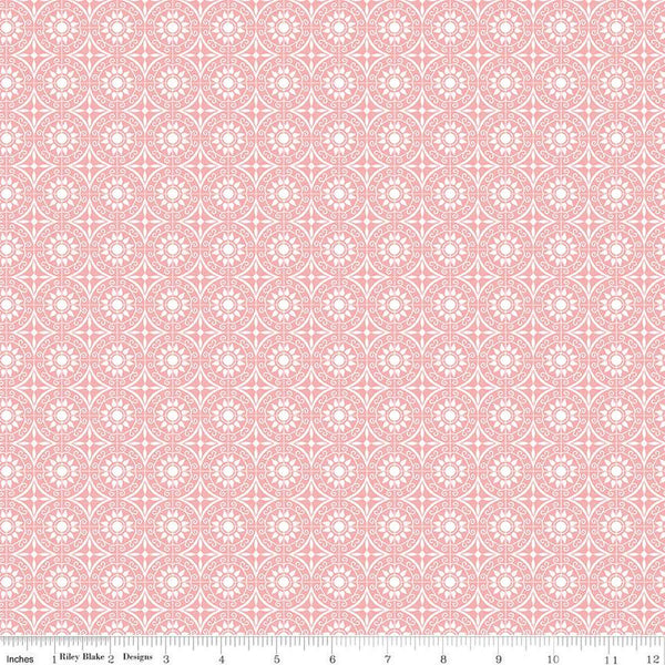 Flour and Flower Tiles C14016 Rose by Riley Blake Designs - Geometric Medallions - Quilting Cotton Fabric