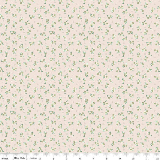 SALE Mercantile Delightful Background C14403 Lettuce - Riley Blake Designs - Lori Holt - Floral Flowers Dots - Quilting Cotton Fabric