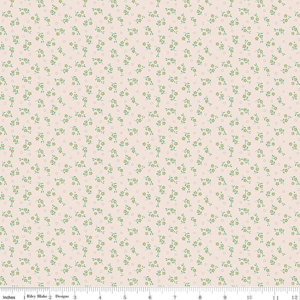 SALE Mercantile Delightful Background C14403 Lettuce by Riley Blake Designs - Lori Holt - Floral Flowers Dots - Quilting Cotton Fabric