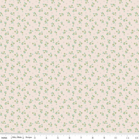 SALE Mercantile Delightful Background C14403 Lettuce by Riley Blake Designs - Lori Holt - Floral Flowers Dots - Quilting Cotton Fabric