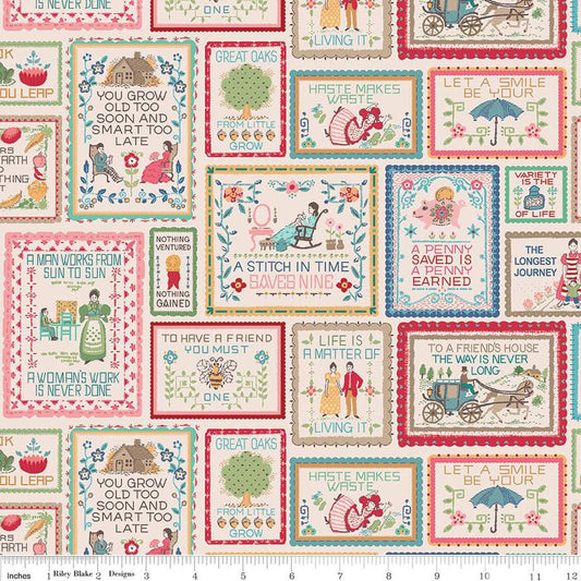 DEAL LARGE CANVAS Mercantile Home Decor Vintage Advice HD14406 Multi - Riley Blake - Lori Holt - Extra Wide - Lightweight Cotton Canvas