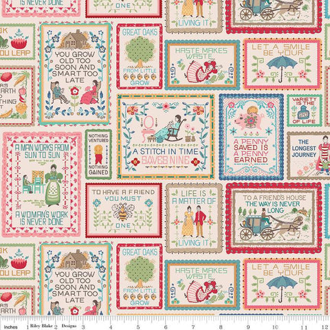 LARGE CANVAS Mercantile Home Decor Vintage Advice HD14406 Multi - Riley Blake - Lori Holt - Extra Wide - Lightweight Cotton Canvas