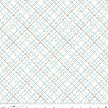 3-Yard cut-  SALE Bee Backings WIDEBACK WB6422 Aqua - Riley Blake Designs - 108" Diagonal Plaid - Quilting Cotton Fabric