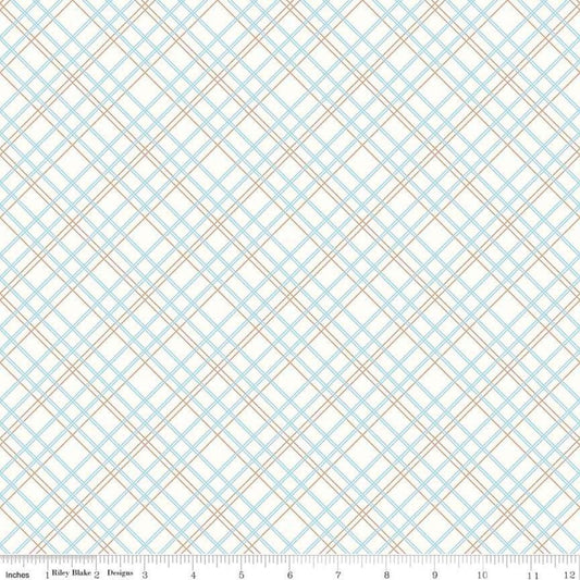 3-Yard cut-  DEAL Bee Backings WIDEBACK WB6422 Aqua - Riley Blake Designs - 108" Diagonal Plaid - Quilting Cotton Fabric