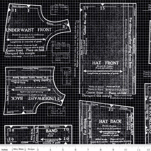 CLEARANCE 2 Yards 33" End of Bolt - Sew Journal 18-Inch Doll Pattern WIDE BACK WB13897 Black - Riley Blake - 107/108" - Quilting Cotton