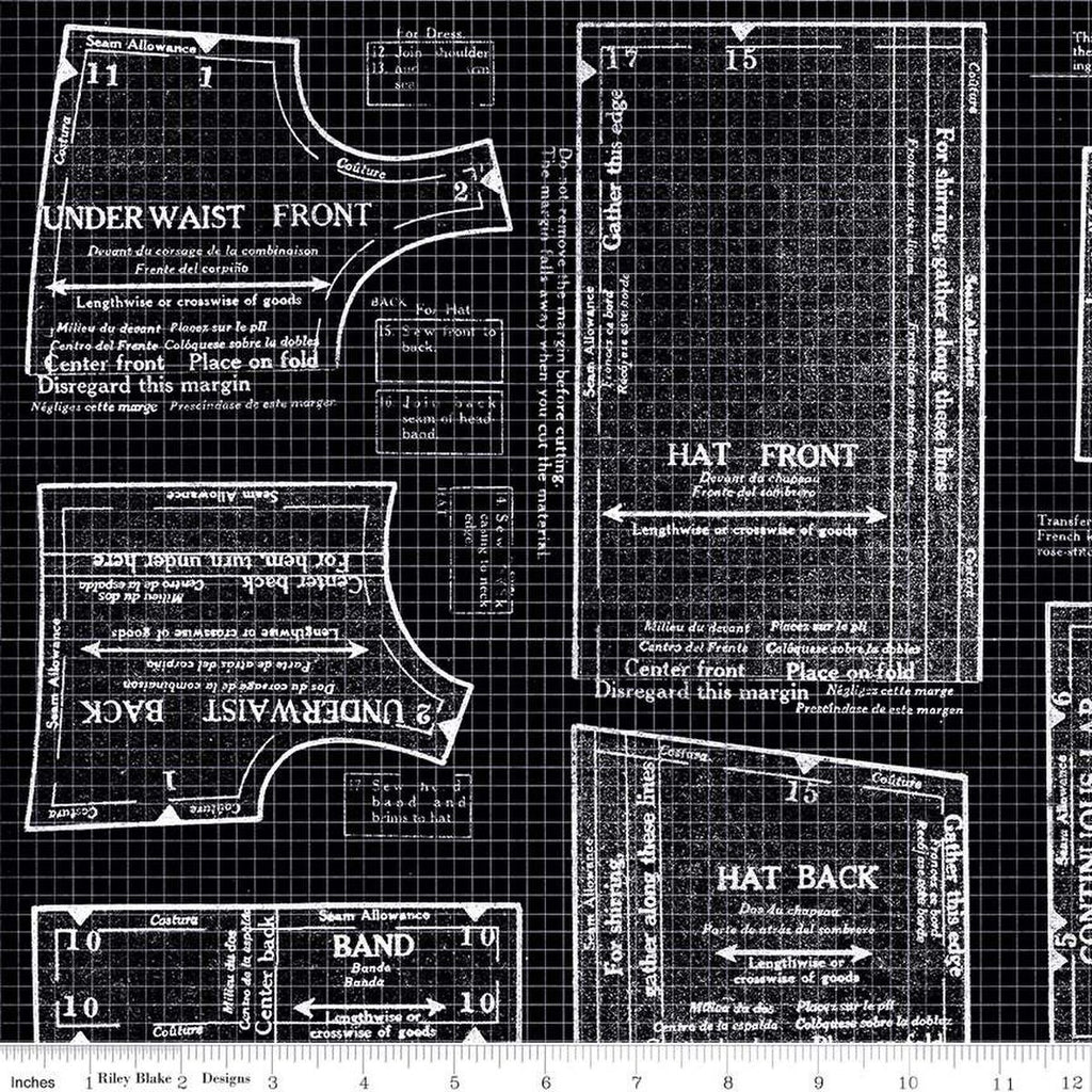 CLEARANCE 2 Yards 33" End of Bolt - Sew Journal 18-Inch Doll Pattern WIDE BACK WB13897 Black - Riley Blake - 107/108" - Quilting Cotton