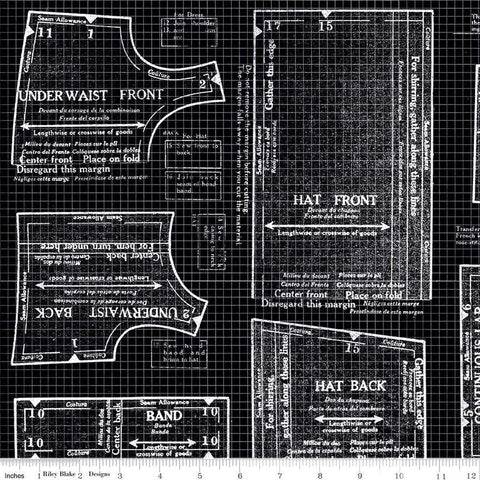 CLEARANCE 2 Yards 33" End of Bolt - Sew Journal 18-Inch Doll Pattern WIDE BACK WB13897 Black - Riley Blake - 107/108" - Quilting Cotton