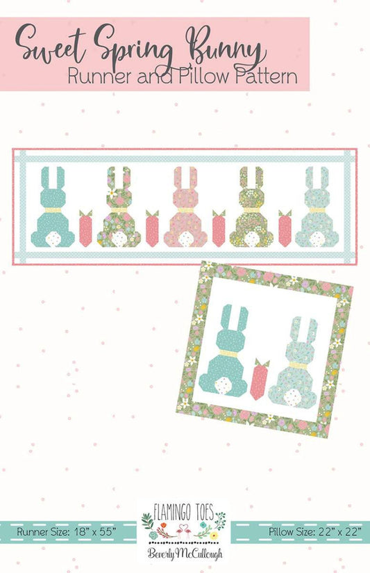 DEAL Sweet Spring Bunny Runner & Pillow PATTERN P138 - Beverly McCullough - Riley Blake Designs - INSTRUCTIONS Only - Easter
