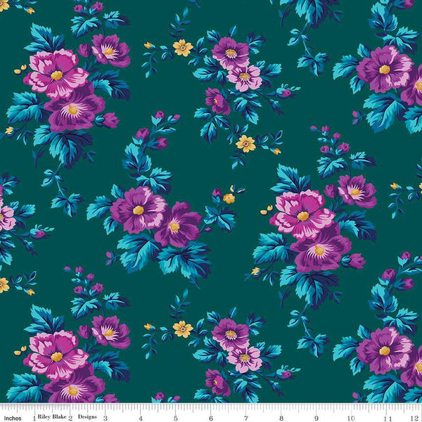 Brilliance Main C14220 Jade - Riley Blake Designs - Floral Flowers - Quilting Cotton Fabric