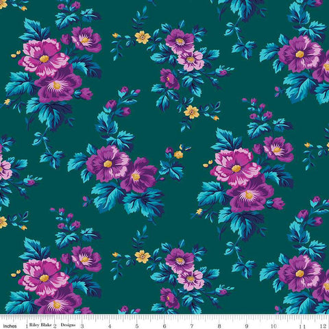 SALE Brilliance Main C14220 Jade - Riley Blake Designs - Floral Flowers - Quilting Cotton Fabric
