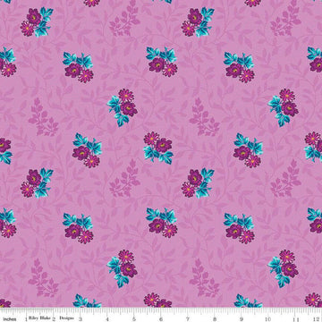 SALE Brilliance Floral Cluster Vine C14221 Lilac - Riley Blake Designs - Floral Flowers Leaves - Quilting Cotton Fabric