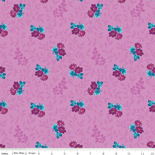 DEAL Brilliance Floral Cluster Vine C14221 Lilac - Riley Blake Designs - Floral Flowers Leaves - Quilting Cotton Fabric
