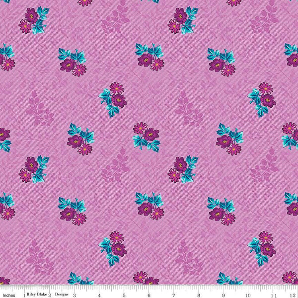 SALE Brilliance Floral Cluster Vine C14221 Lilac by Riley Blake Designs - Floral Flowers Leaves - Quilting Cotton Fabric