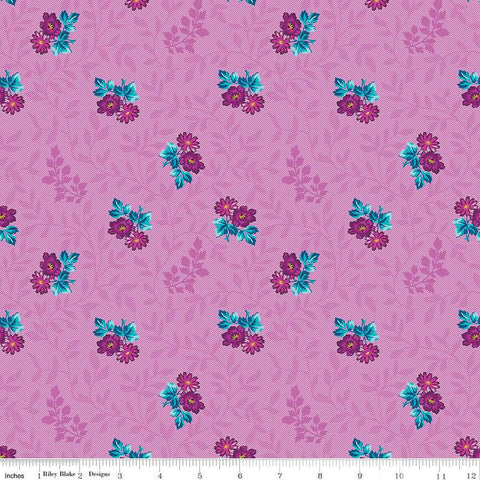 SALE Brilliance Floral Cluster Vine C14221 Lilac by Riley Blake Designs - Floral Flowers Leaves - Quilting Cotton Fabric