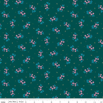 SALE Brilliance Delicate Floral C14222 Jade - Riley Blake Designs - Flowers Pin Dots - Quilting Cotton Fabric