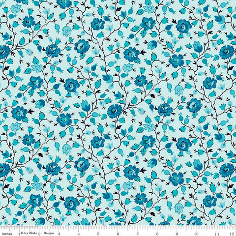 SALE Brilliance Floral C14223 Blue by Riley Blake Designs - Flowers Vines - Quilting Cotton Fabric