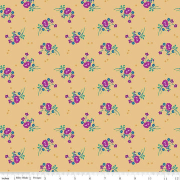 DEAL Brilliance Bouquets C14224 Honey - Riley Blake Designs - Floral Flowers - Quilting Cotton Fabric