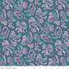 Fat Quarter End of Bolt - SUPER DEAL Brilliance Paisley C14225 Teal - Riley Blake - Floral Flowers- Filled Paisleys - Quilting Cotton Fabric