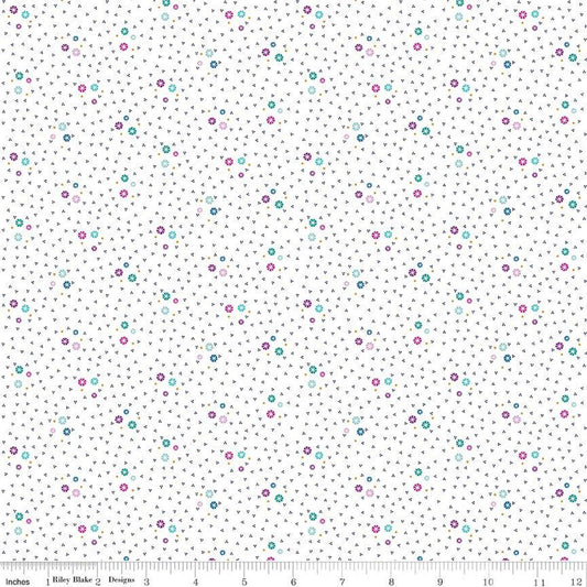 DEAL Brilliance Ditsy C14226 Cream - Riley Blake Designs - Floral Flowers Dots - Quilting Cotton Fabric