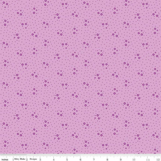 Fat Quarter End of Bolt Piece - Brilliance Ditsy C14226 Lilac - Riley Blake Designs - Floral Flowers Dots - Quilting Cotton Fabric