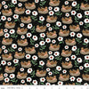 SALE Hop Hop Hooray Robins Nest C14273 Black - Riley Blake Designs - Easter Folk Art Birds Flowers - Teresa Kogut - Quilting Cotton Fabric