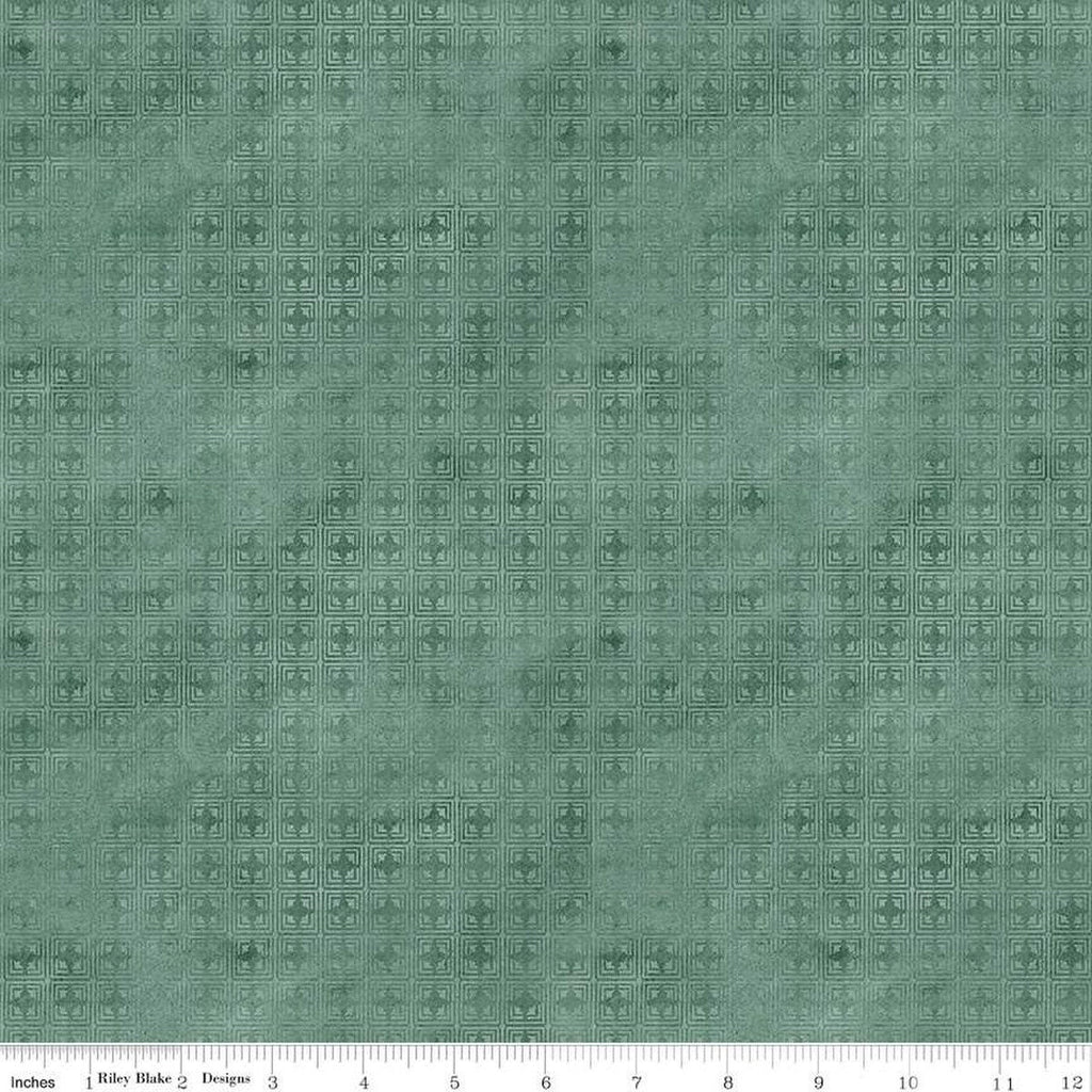 Fat Quarter End of Bolt - Hop Hop Hooray Tiles C14275 Teal by Riley Blake- Easter Folk Art Geometric - Teresa Kogut - Quilting Cotton Fabric
