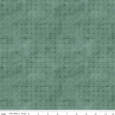Fat Quarter End of Bolt - Hop Hop Hooray Tiles C14275 Teal by Riley Blake- Easter Folk Art Geometric - Teresa Kogut - Quilting Cotton Fabric