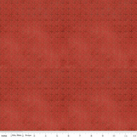 9" End of Bolt Piece - Hop Hop Hooray Tiles C14275 Red by Riley Blake - Easter Folk Art Geometric - Teresa Kogut - Quilting Cotton Fabric