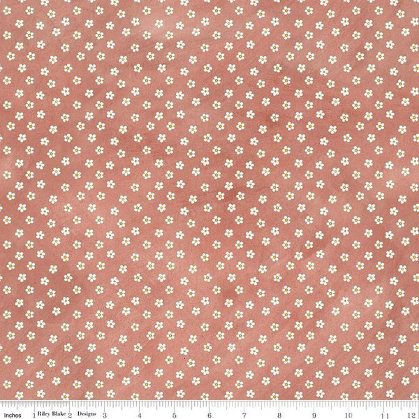 32" End of Bolt - Hop Hop Hooray Daisies C14276 Coral - Riley Blake - Easter Folk Art Floral Flowers - Quilting Cotton Fabric