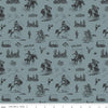 John Wayne Courage Cowboys C14302 Storm - Riley Blake Designs - Western Horses Saddles Wagons - Quilting Cotton Fabric - Licensed Product