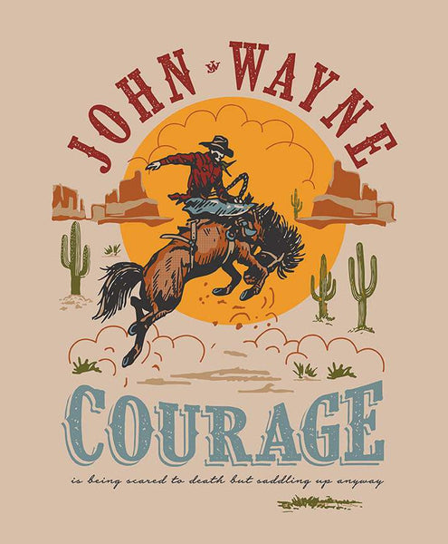 John Wayne Courage Panel P14307 Sand by Riley Blake Designs - Western Moon Cactus Horse - Quilting Cotton Fabric - Licensed Product