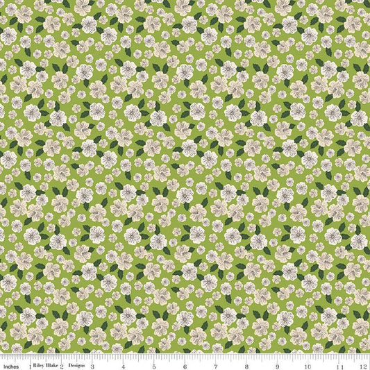 SALE Floral Gardens Blossoms C14363 Green - Riley Blake Designs - Floral Flowers - Quilting Cotton Fabric