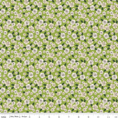 Floral Gardens Blossoms C14363 Green - Riley Blake Designs - Floral Flowers - Quilting Cotton Fabric