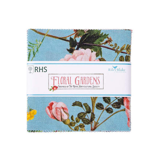 SALE Floral Gardens Charm Pack 5" Stacker Bundle - Riley Blake Designs - 42-Piece Precut  - Floral - Quilting Cotton Fabric