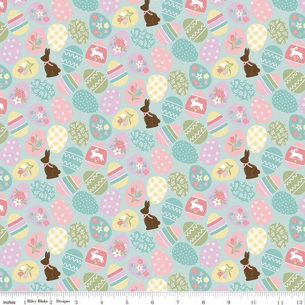 Bunny Trail Easter Eggs C14251 Powder by Riley Blake Designs - Easter Eggs Chocolate Bunnies - Quilting Cotton Fabric