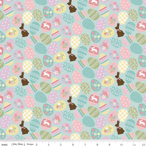 SALE Bunny Trail Easter Eggs C14251 Powder by Riley Blake Designs - Easter Eggs Chocolate Bunnies - Quilting Cotton Fabric