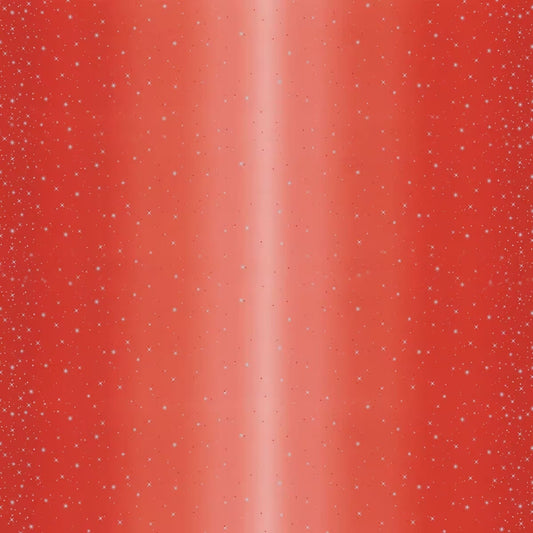 27" End of Bolt - SALE Ombre Fairy Dust METALLIC 10871 Cherry - Moda Fabrics - Red with Silver SPARKLE Stars - Quilting Cotton Fabric