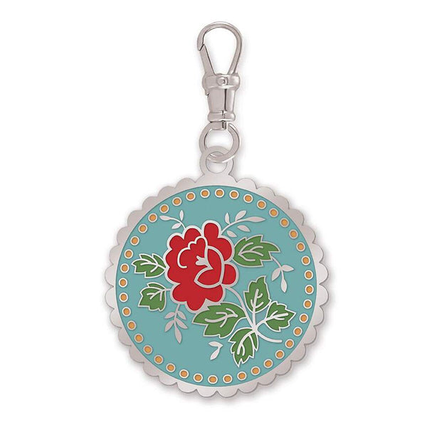 SALE Lori Holt Enamel Happy Charm ST-34015 Rose - Riley Blake Designs - Approximately 1 3/4" x 1 1/2" - Mercantile